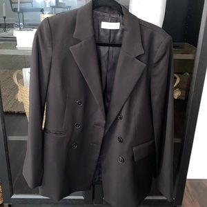 Mango double breasted blazer in black